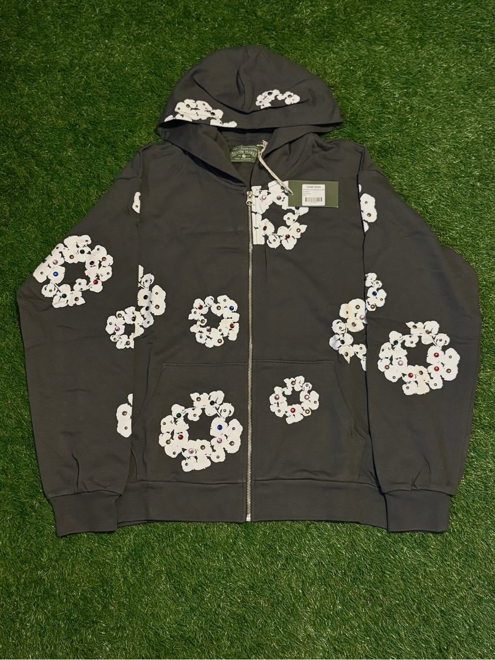 Rhinestone Denim Tears Zip Up